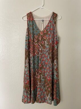 Anne Klein Multicolor Paisley Print Sleeveless Dress - Coral, Teal & Brown